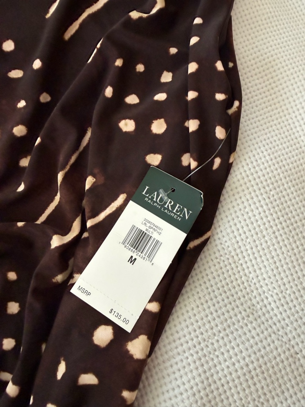 Ralph Lauren Brown Printed Cap-Sleeve Mini Dress - Picture 7 of 8